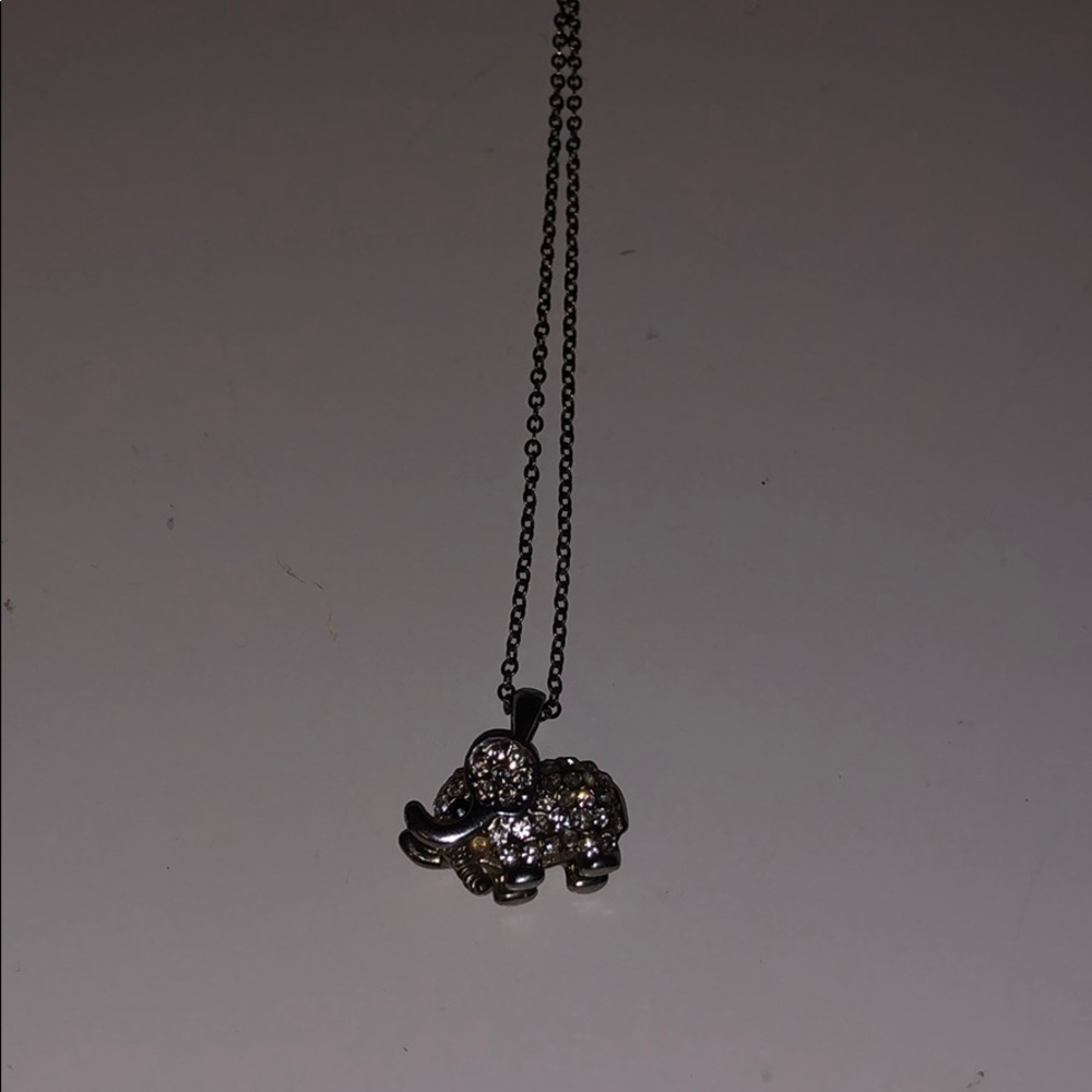 The Lucky Knot Sliver Diamond Elephant Necklace